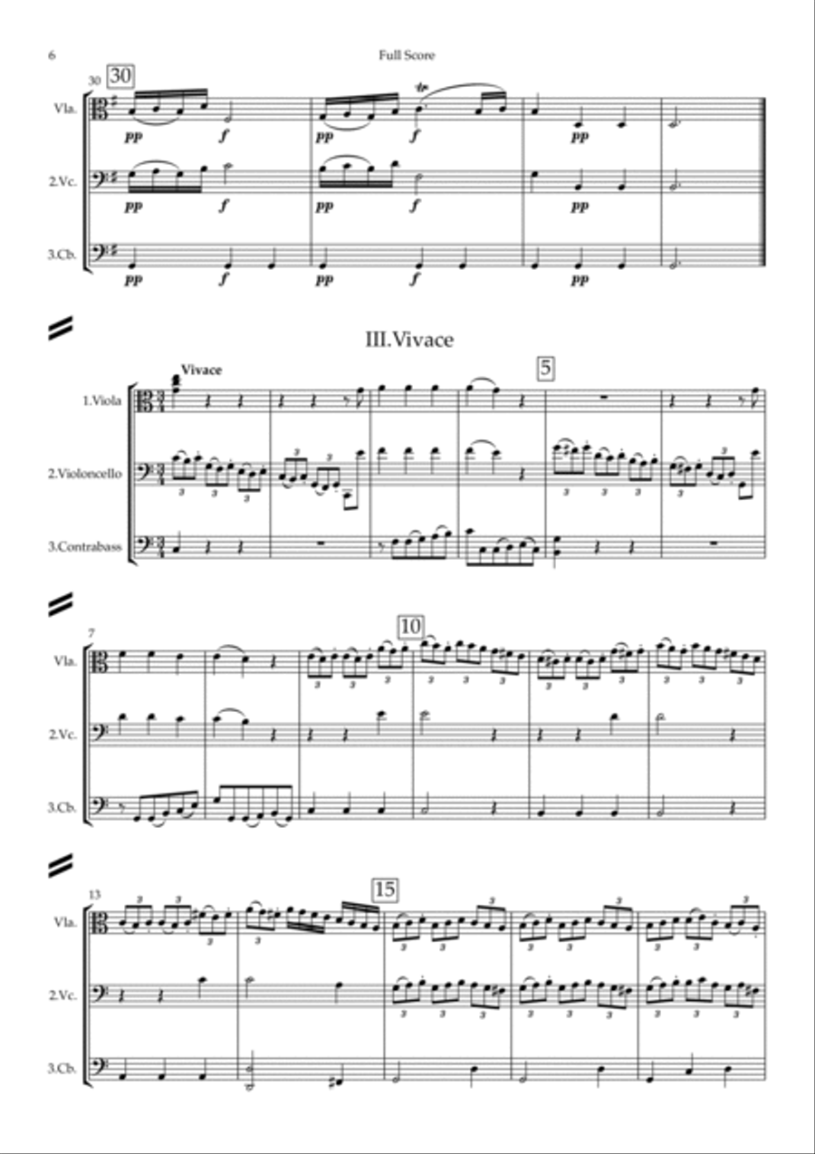 Mozart (Leopold): Frosch - Parthia (Frog Partita) - lower string trio String Trio scores gallery preview page 6