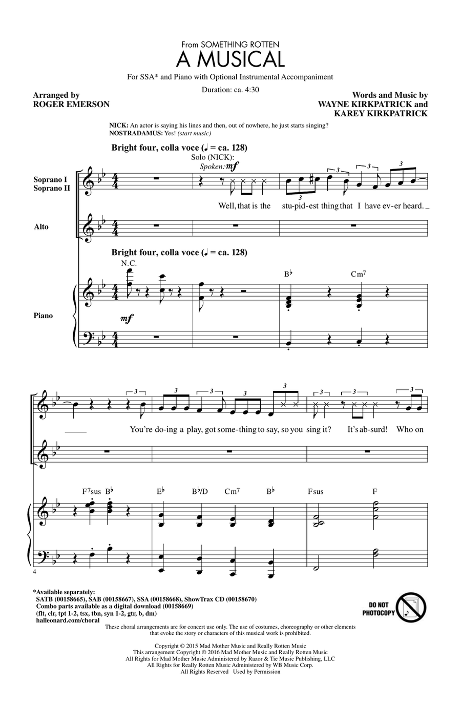 A Musical (from Something Rotten) SSA scores gallery preview page 1