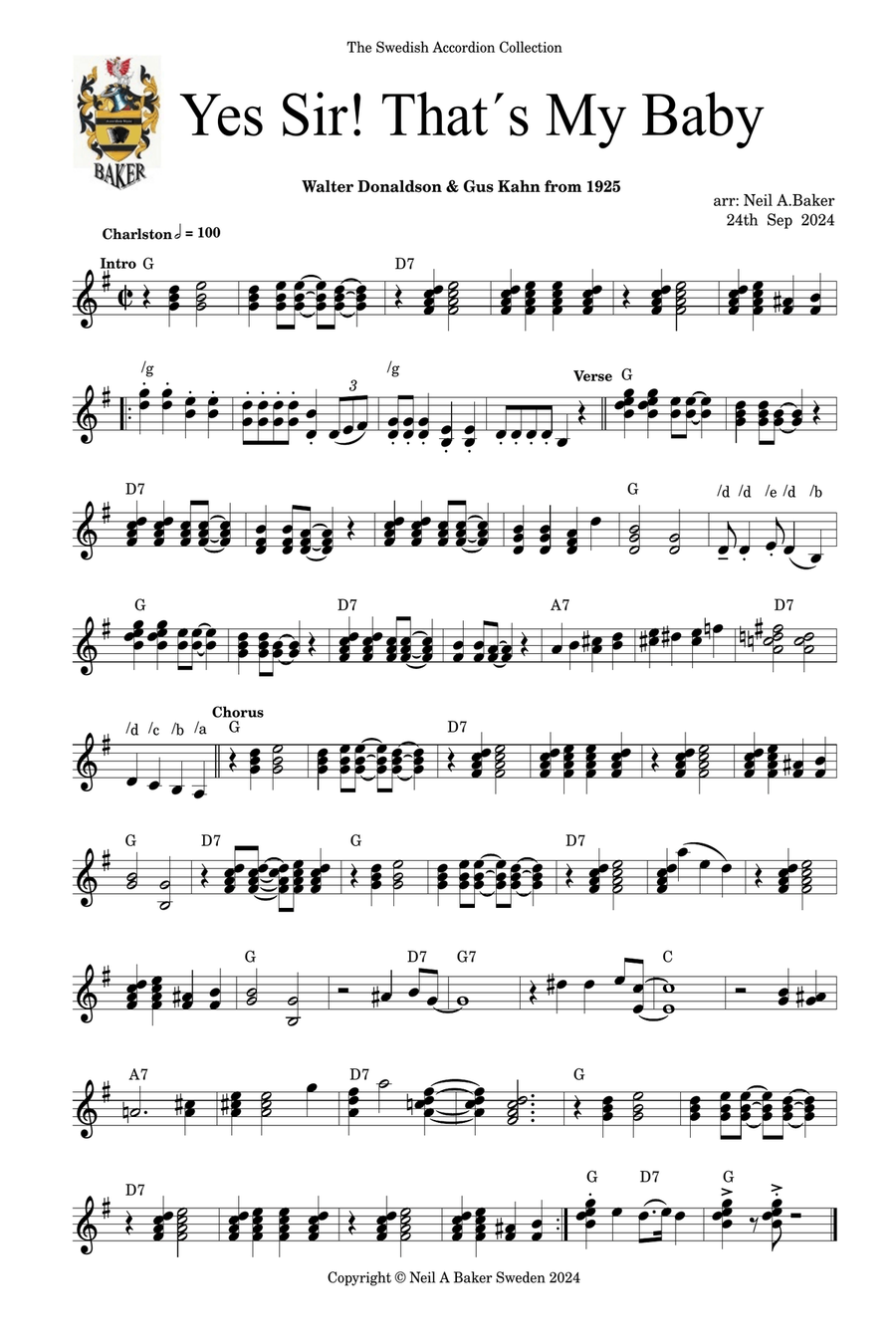 Yes Sir! That´s My Baby Yes Sir! That´s My Baby Accordion scores gallery preview page 1