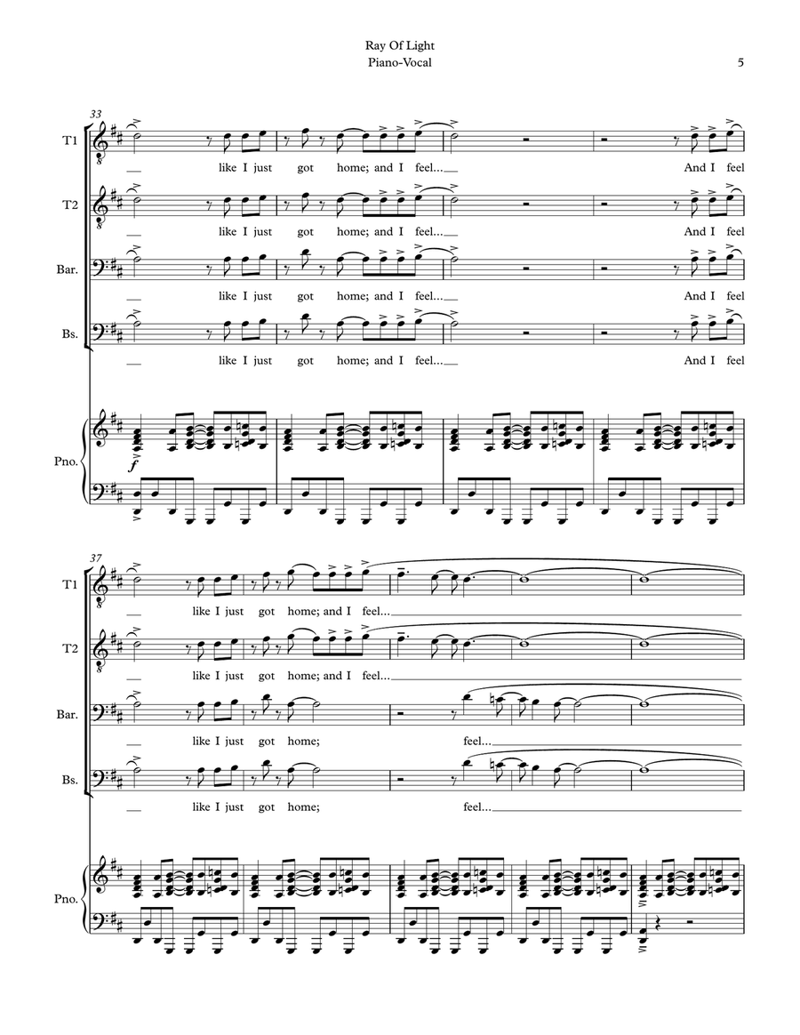 Ray Of Light TTBB scores gallery preview page 5