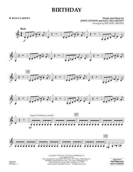 Birthday - Bb Bass Clarinet