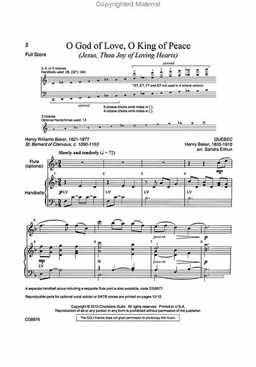 O God of Love, O King of Peace - Full Score and Vocal Parts image number null
