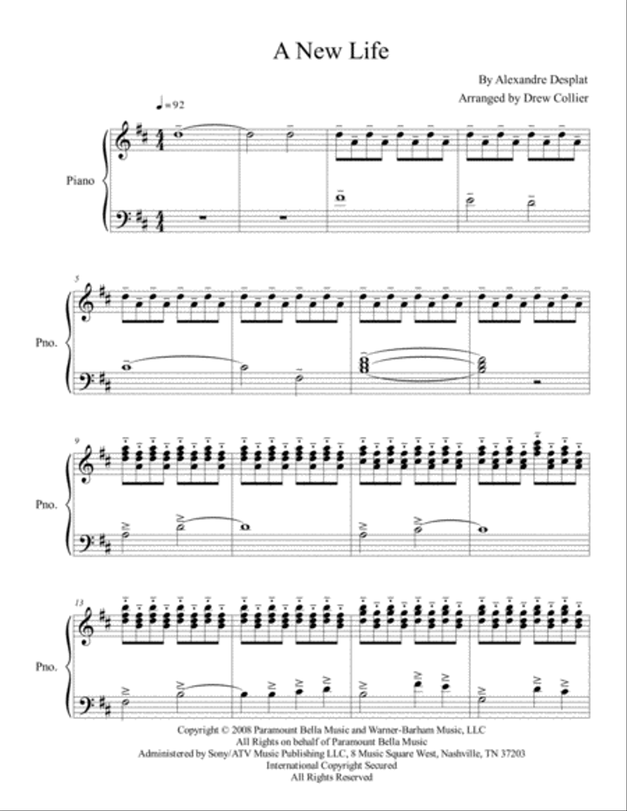A New Life Piano Solo scores gallery preview page 1