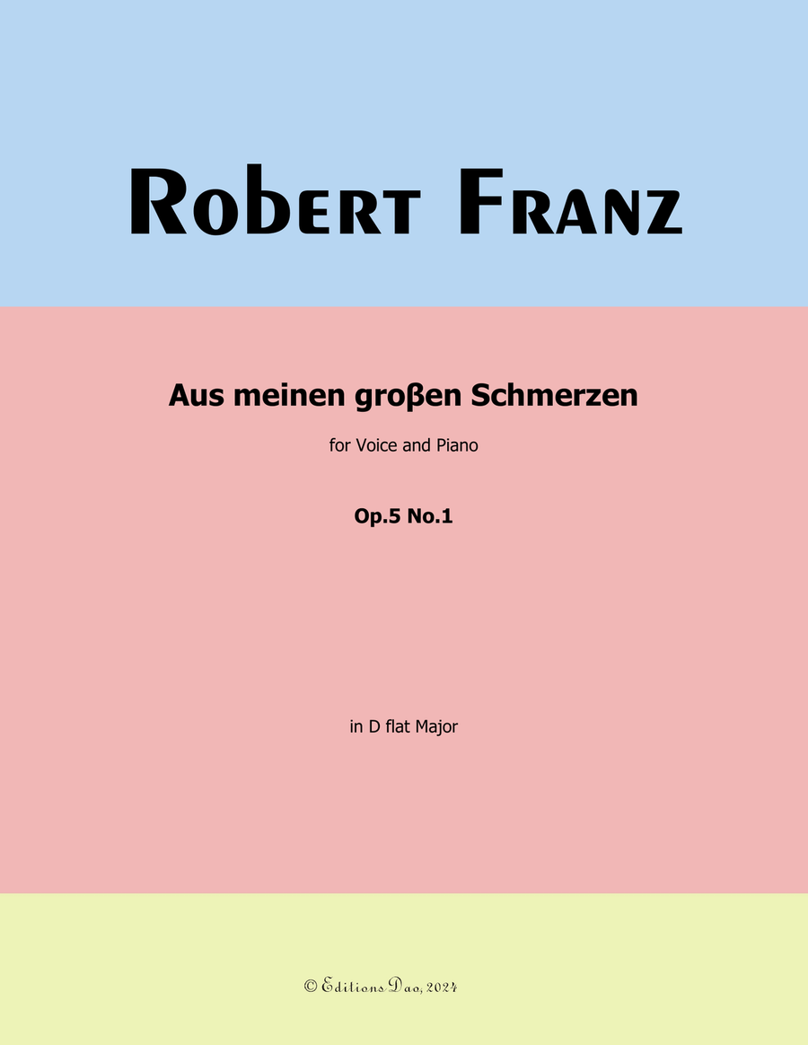 Aus meinen groβen Schmerzen, by Gabriel Fauré, in D flat Major Voice scores gallery preview page 1