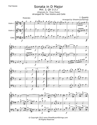 Quantz, J. - Sonata in D (Mvt. 3) for Two Violins and Cello