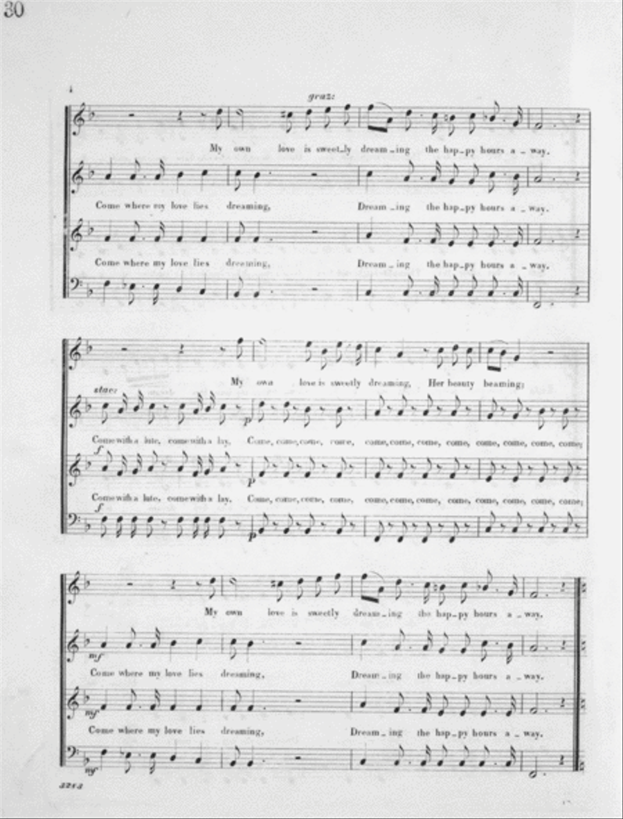 Come Where My Love Lies Dreaming. Quartette 4-Part scores gallery preview page 4