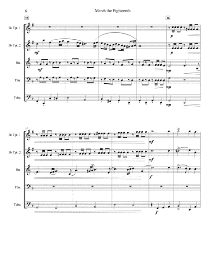 March the Eighteenth (Brass Quintet) Brass Quintet scores gallery preview page 6