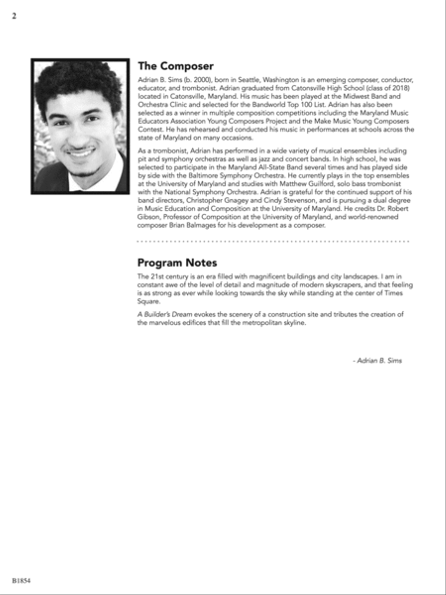 A Builder's Dream: Score A Builder's Dream: Score Concert Band scores gallery preview page 2