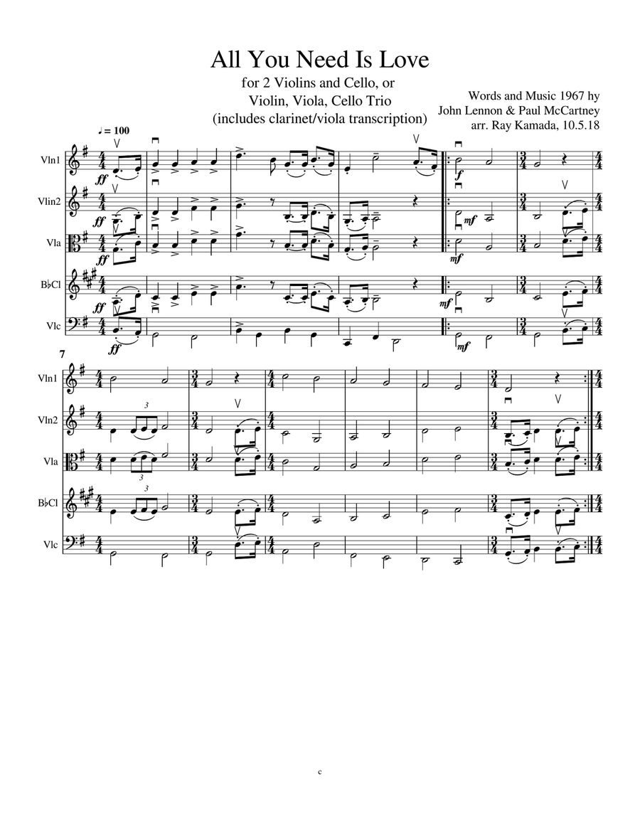 All You Need Is Love Large Ensemble scores gallery preview page 1