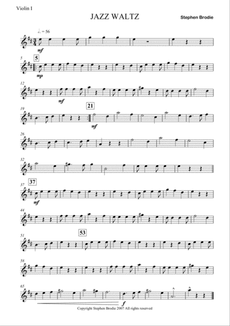 Jazz Waltz ( for Junior String Ensemble) Chamber Orchestra scores gallery preview page 6