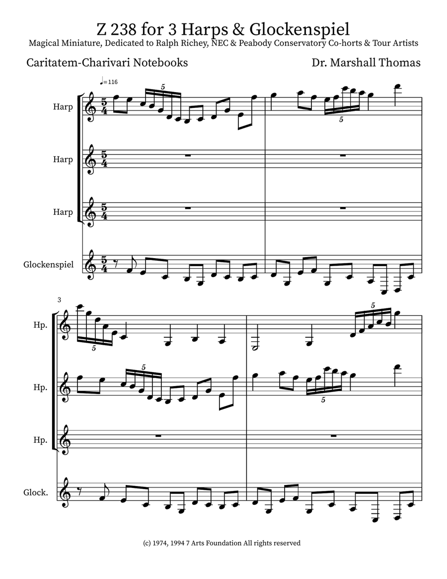 Z 238 for 3 Harps & Glockenspiel Glockenspiel scores gallery preview page 1