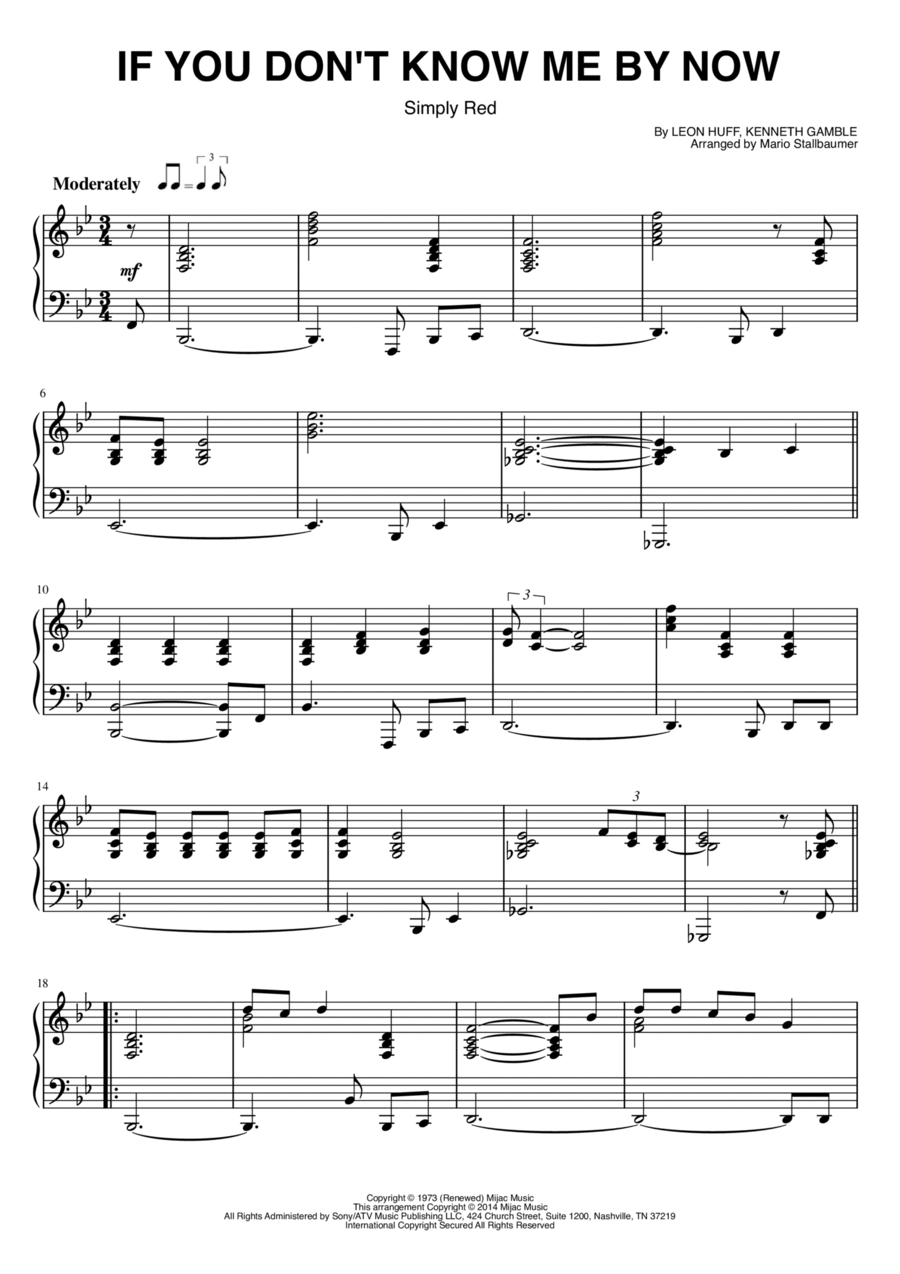 If You Don't Know Me By Now Piano Solo scores gallery preview page 1