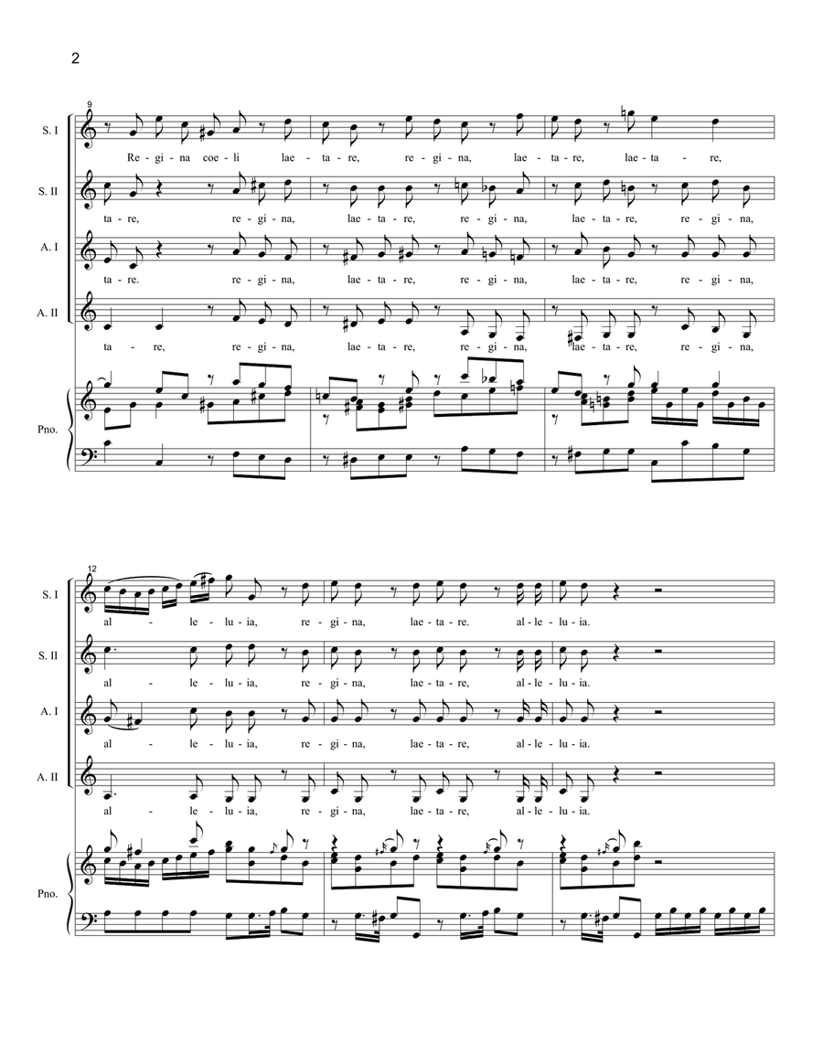 Regina Coeli in C (SSAA) SSAA scores gallery preview page 2