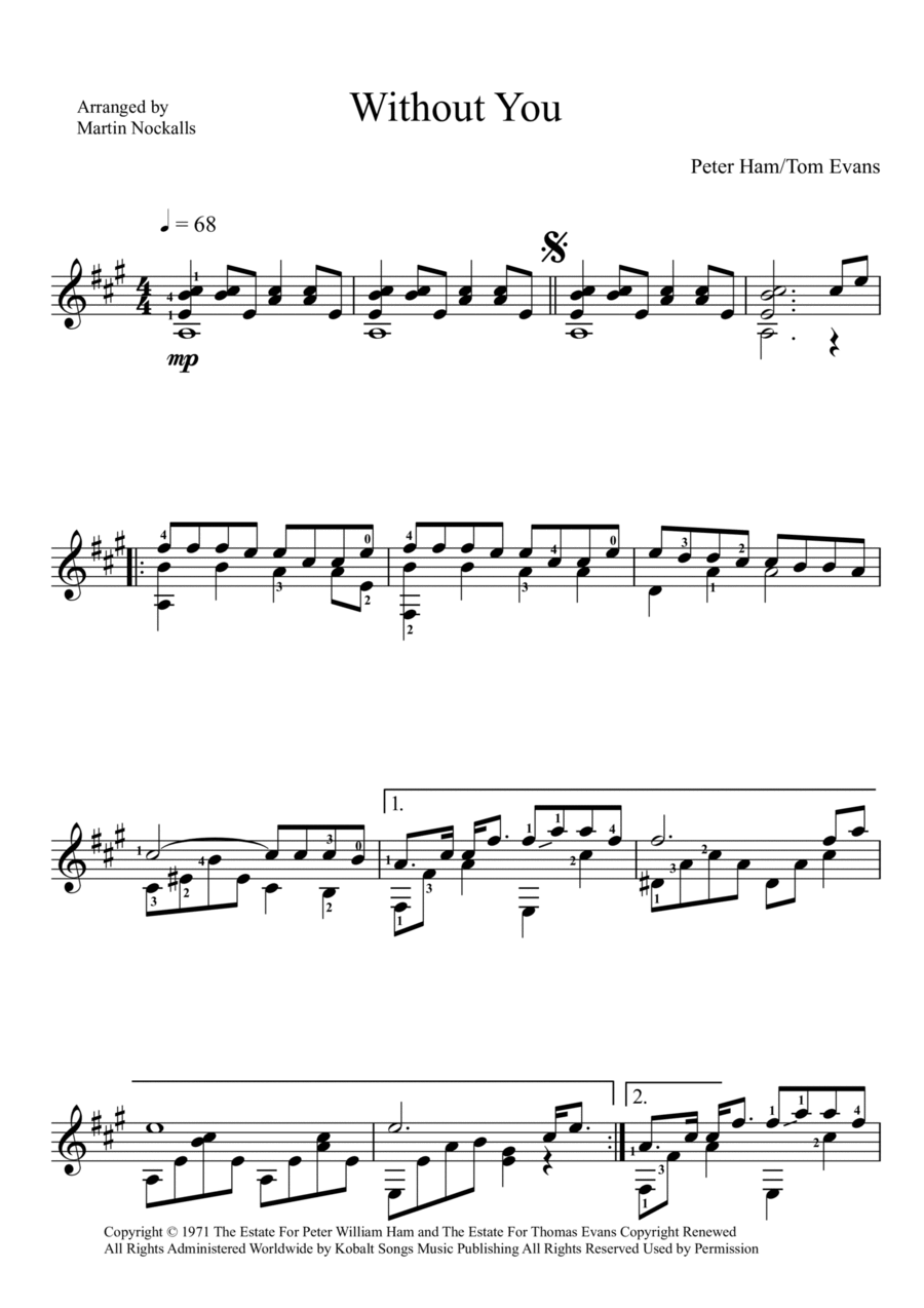 Without You Acoustic Guitar scores gallery preview page 1