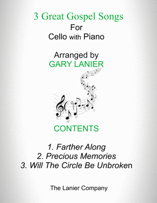Book cover for 3 GREAT GOSPEL SONGS (for Cello with Piano - Instrument Part included)