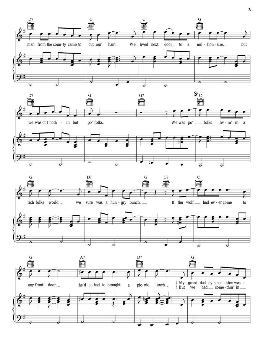 Po' Folks Po' Folks Piano, Vocal, Guitar scores gallery preview page 3