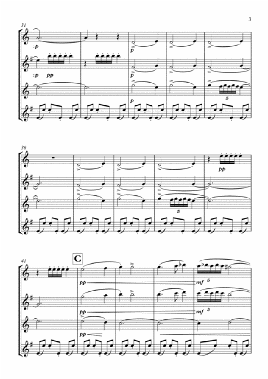 La suite de El cascanueces - 5. Danza árabe Woodwind Quartet scores gallery preview page 3