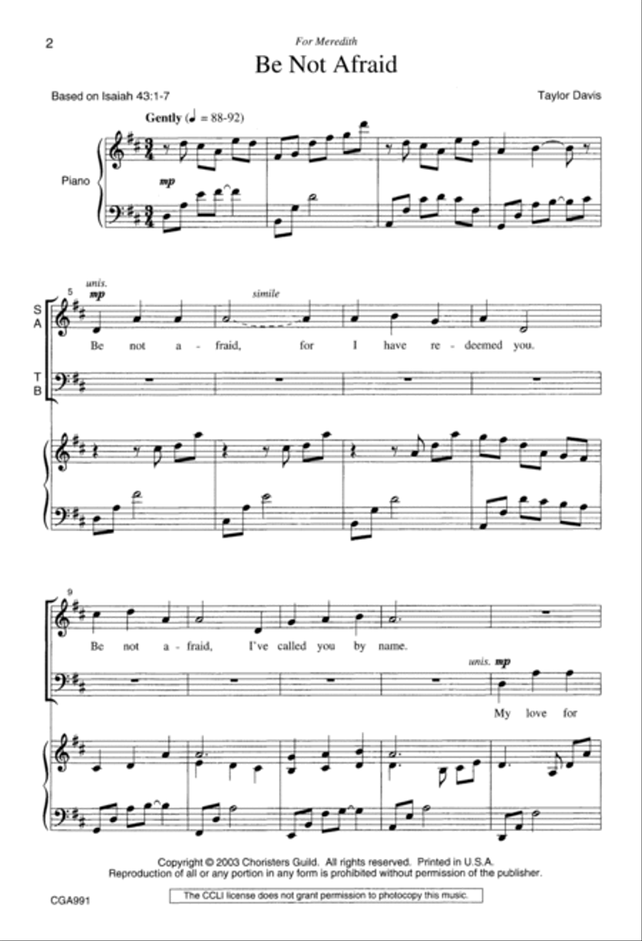 Be Not Afraid 4-Part scores gallery preview page 2