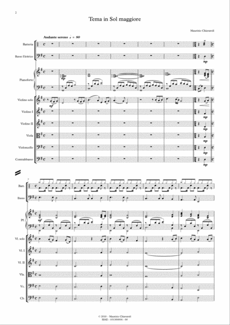 Tema in sol maggiore Large Ensemble scores gallery preview page 2