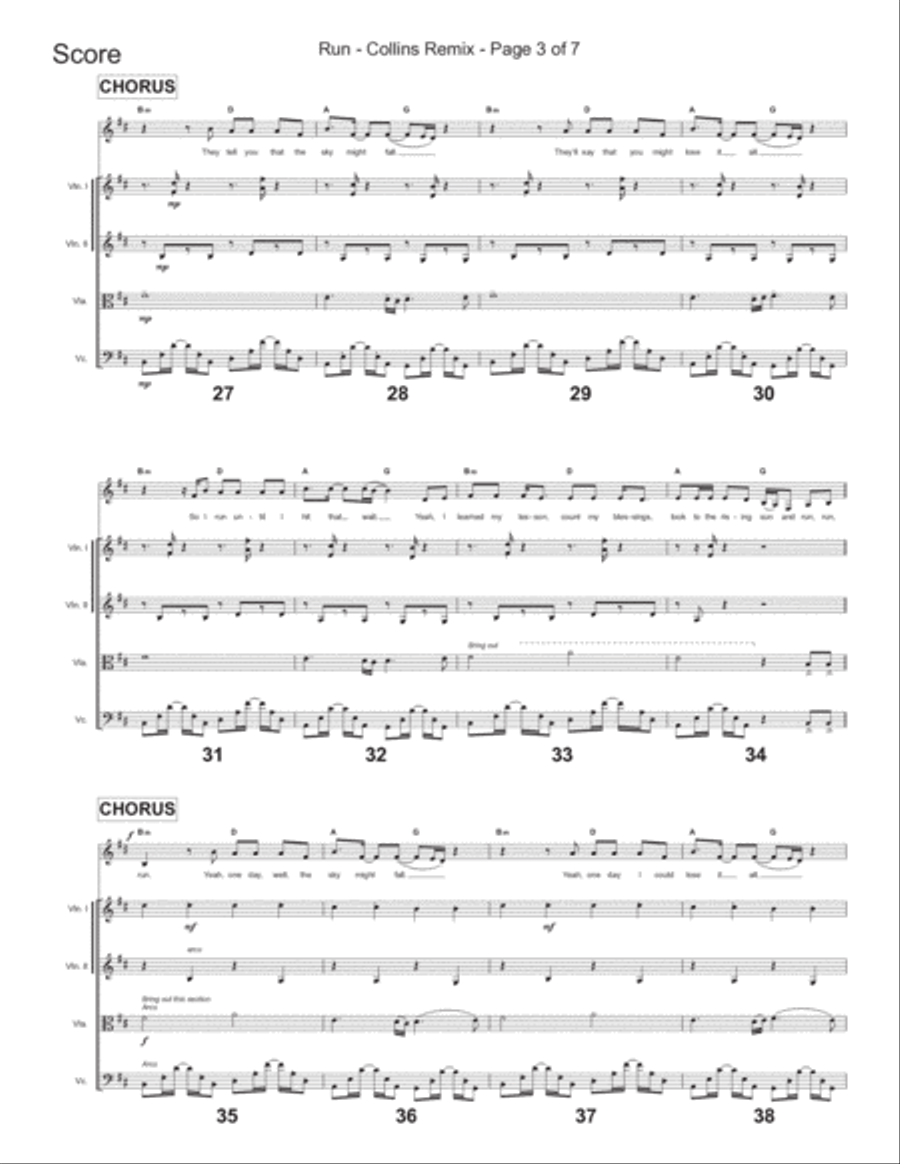 Run - Score Only String Quartet scores gallery preview page 3