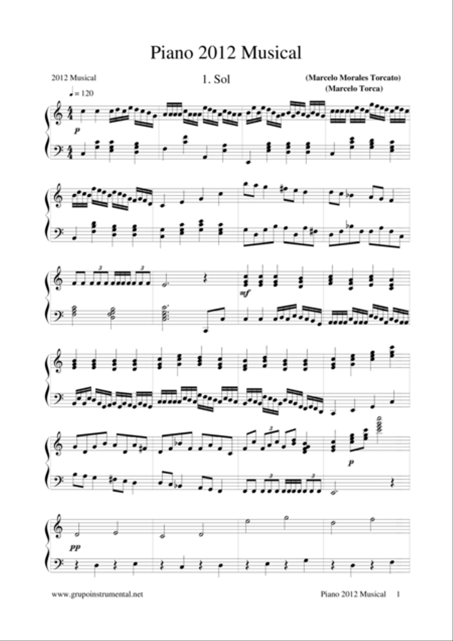 Piano 2012 Musical Piano 2012 Musical Piano Solo scores gallery preview page 1