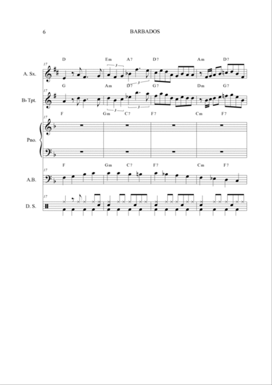 Barbados Barbados Jazz Ensemble scores gallery preview page 6