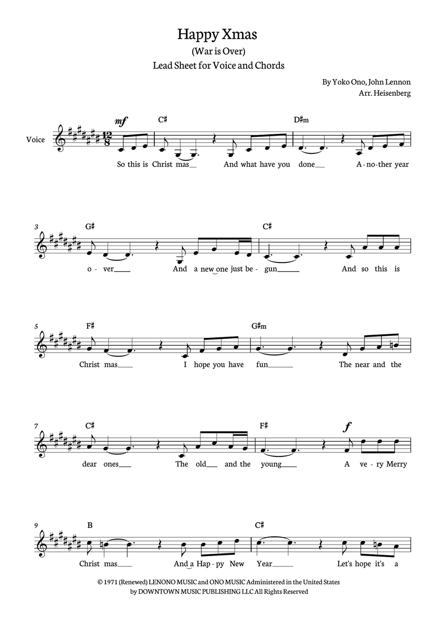 Happy Xmas (war Is Over) Acoustic Guitar scores gallery preview page 1