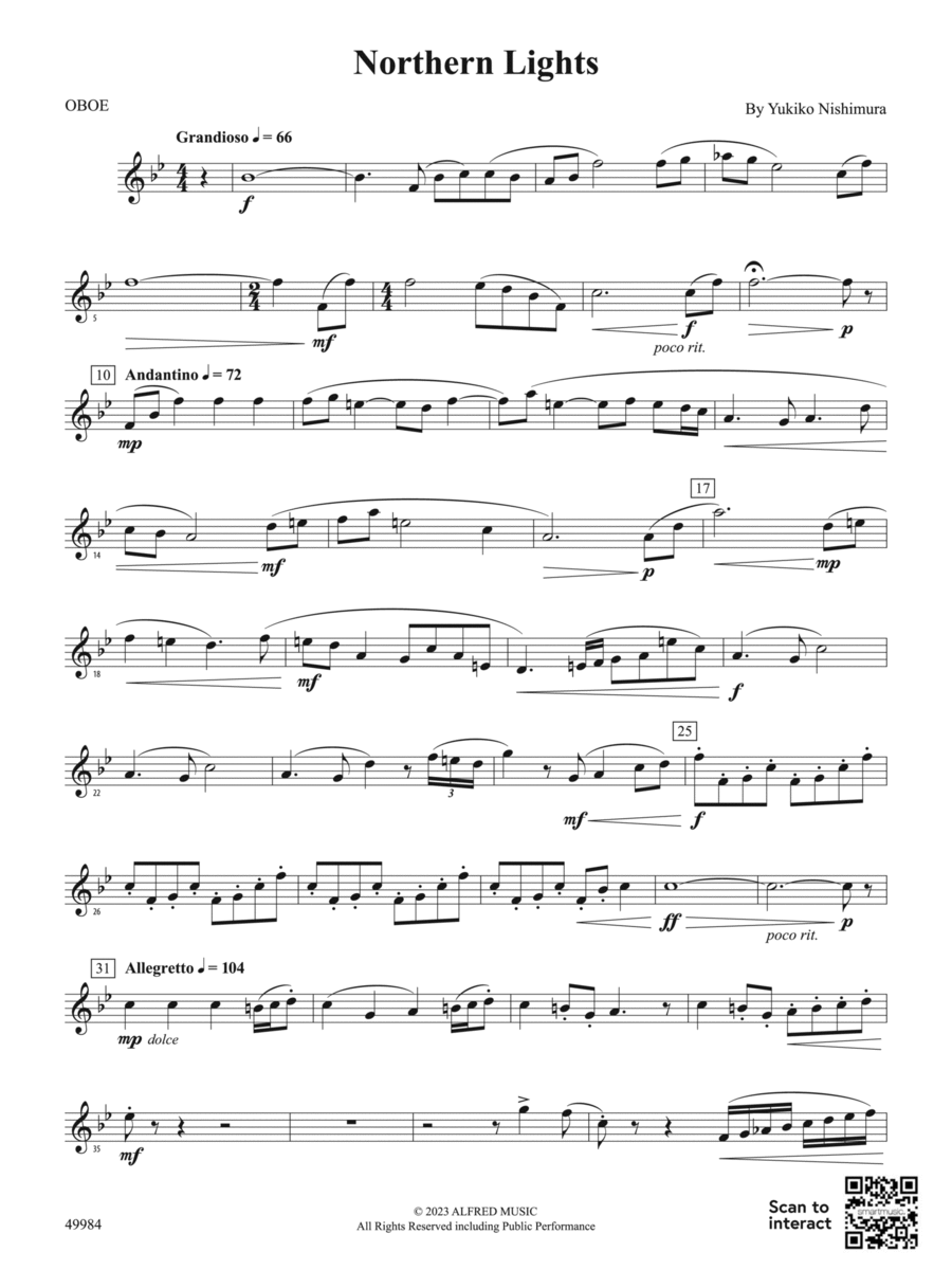 Northern Lights: Oboe Concert Band scores gallery preview page 1