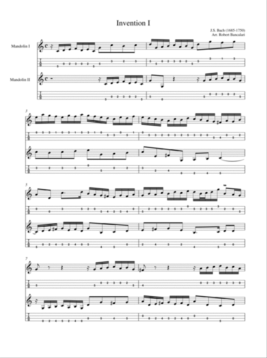 J.S. Bach: Two Part Inventions for Two Mandolins Mandolin scores gallery preview page 4