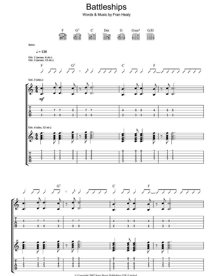 Battleships Battleships Acoustic Guitar scores gallery preview page 1