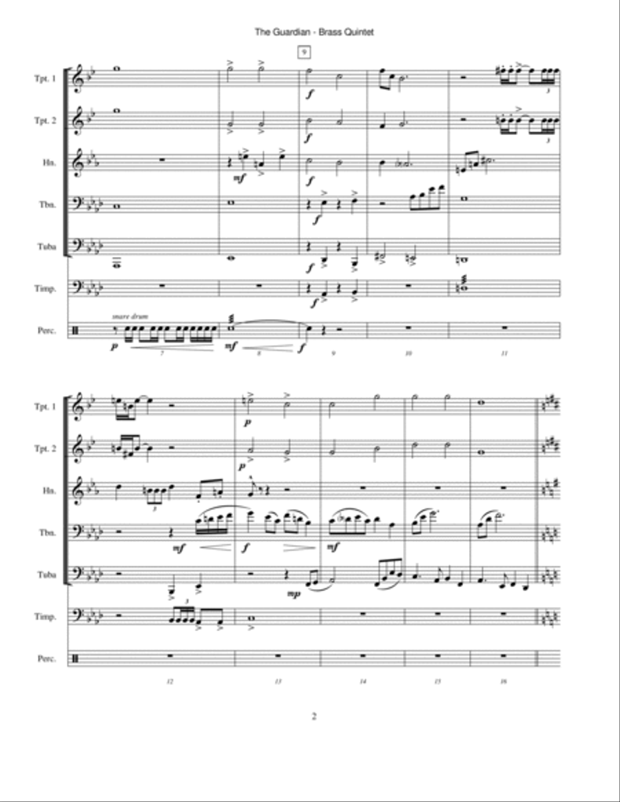 The Guardian (brass quintet version) Small Ensemble scores gallery preview page 2