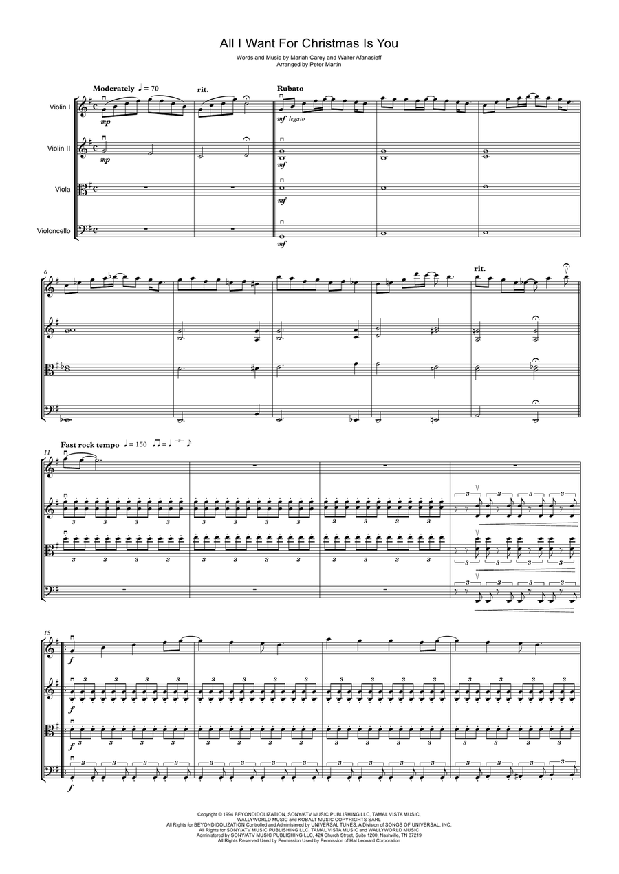 All I Want For Christmas Is You String Quartet scores gallery preview page 5