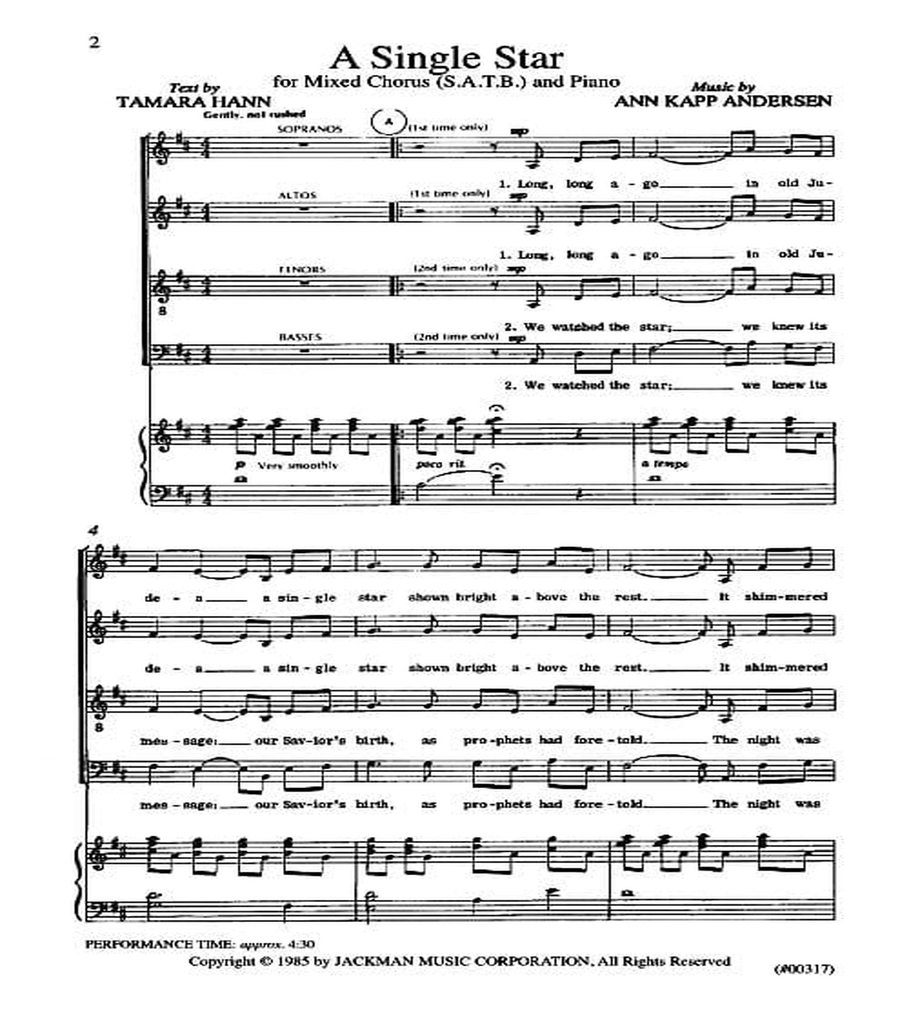 A Single Star - SATB 4-Part scores gallery preview page 2