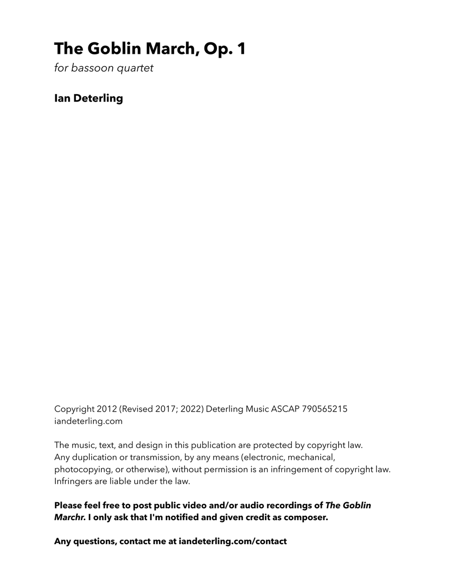 The Goblin March (for bassoon quartet) Bassoon Quartet scores gallery preview page 3