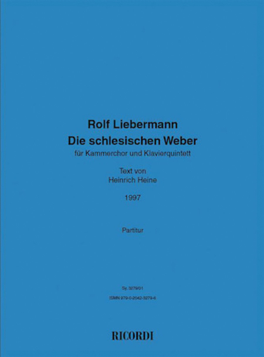 Die Schleisischen Weber Fur Kammerchor Und Klavierquintett Full Score