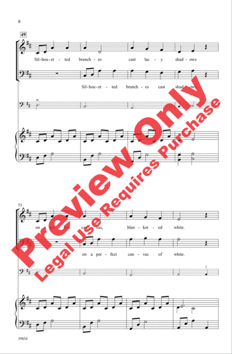 Under Winter Moon 4-Part scores gallery preview page 8
