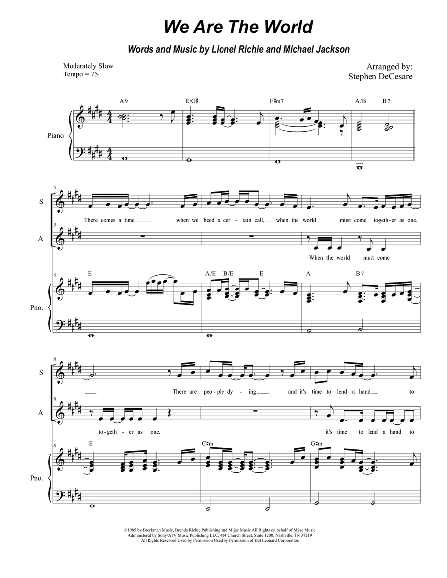 We Are The World SA scores gallery preview page 1