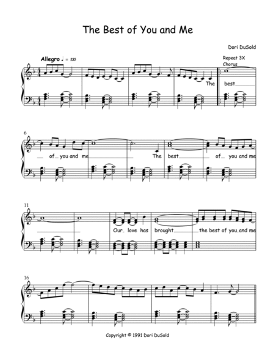 The Best of You and Me - Sheet music for single from the Reserved for You Collection Voice scores gallery preview page 2