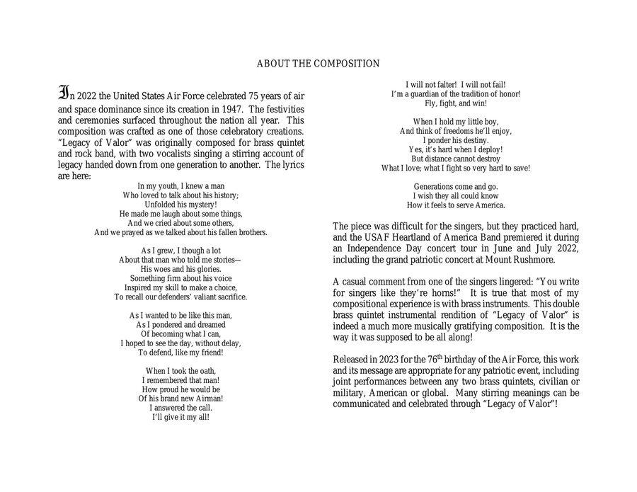 Legacy of Valor, Op. 138 (Double Brass Quintet) Brass Quintet scores gallery preview page 5