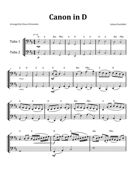 Canon by Pachelbel - Tuba Duet with Chord Notation image number null