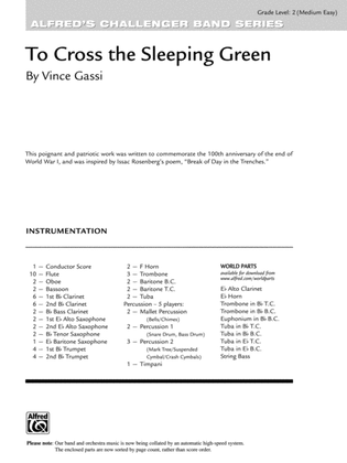 Book cover for To Cross the Sleeping Green: Score