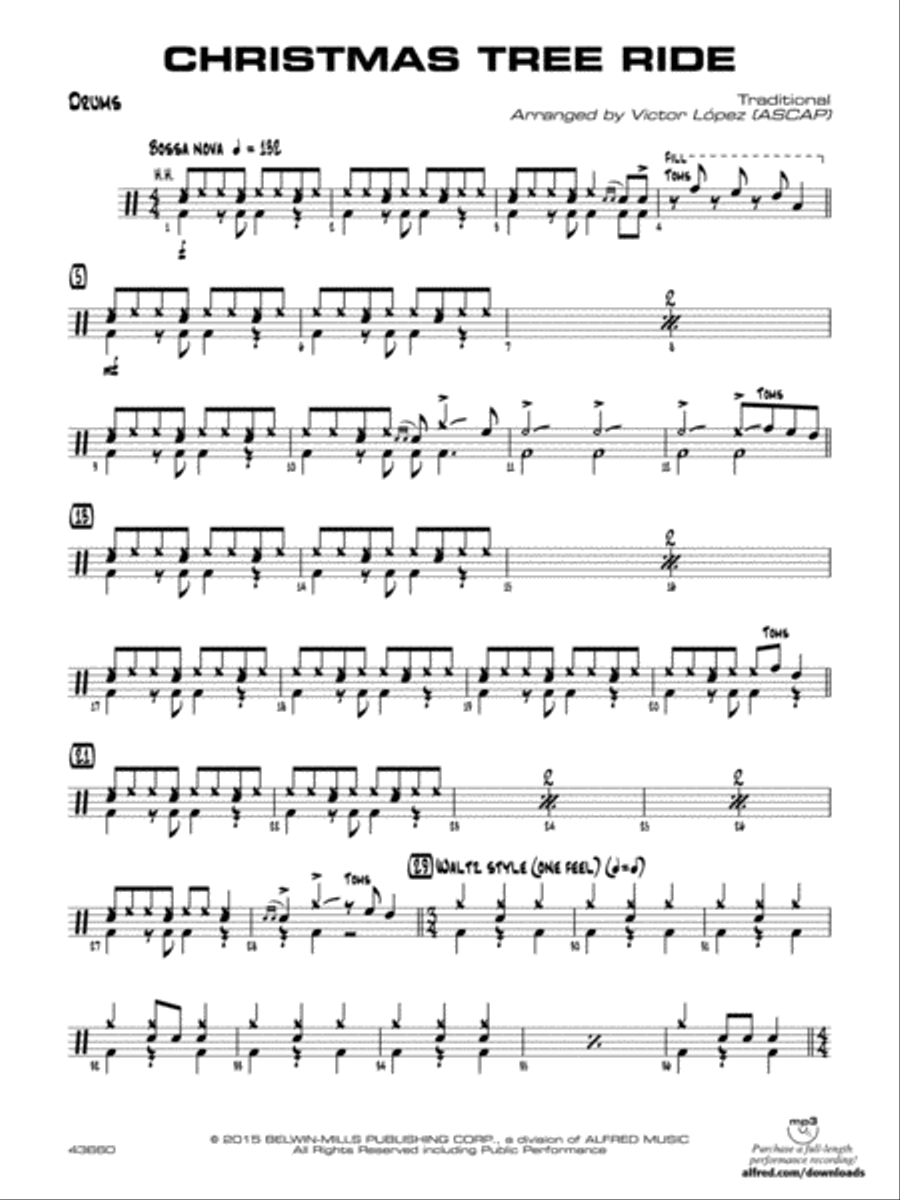 Christmas Tree Ride: Drums Jazz Ensemble scores gallery preview page 1
