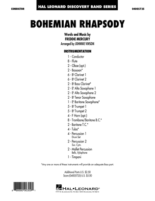 Book cover for Bohemian Rhapsody (arr. Johnnie Vinson) - Conductor Score (Full Score)