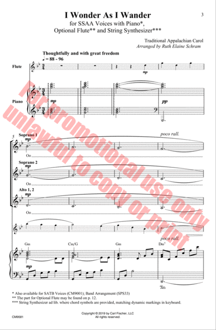 I Wonder As I Wander SSAA scores gallery preview page 4