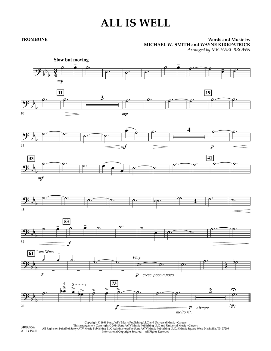 All Is Well - Trombone Concert Band scores gallery preview page 1