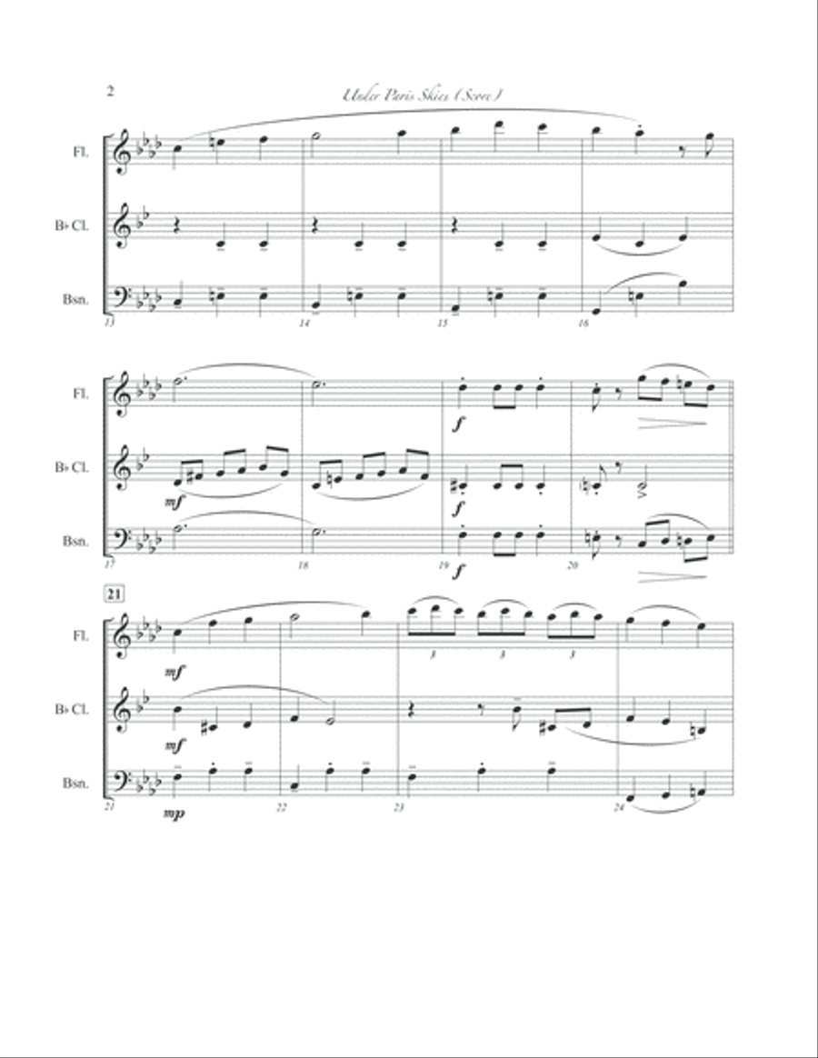 Under Paris Skies Woodwind Trio scores gallery preview page 3