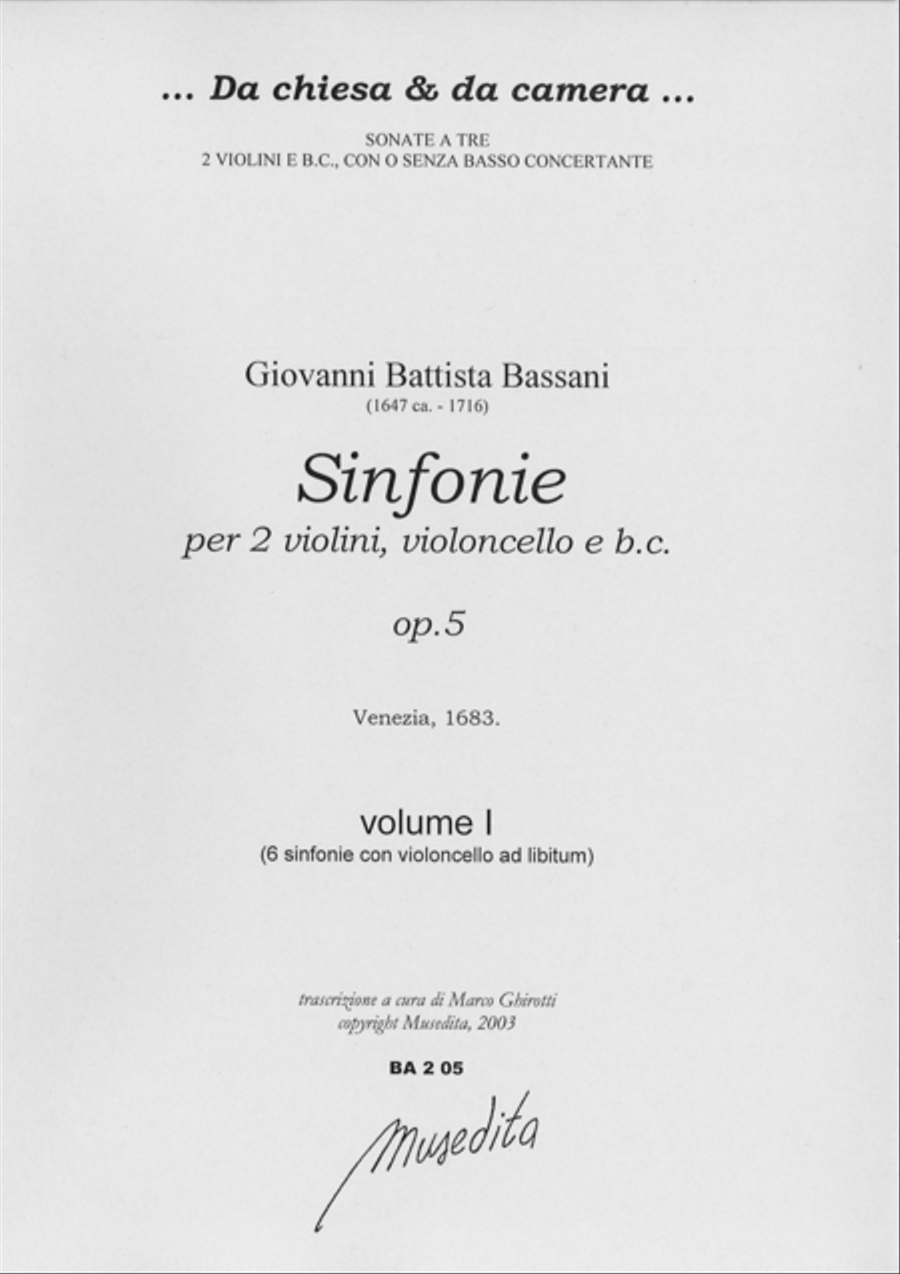 Sinfonie op.5 (Bologna, 1683) Cello scores gallery preview page 1
