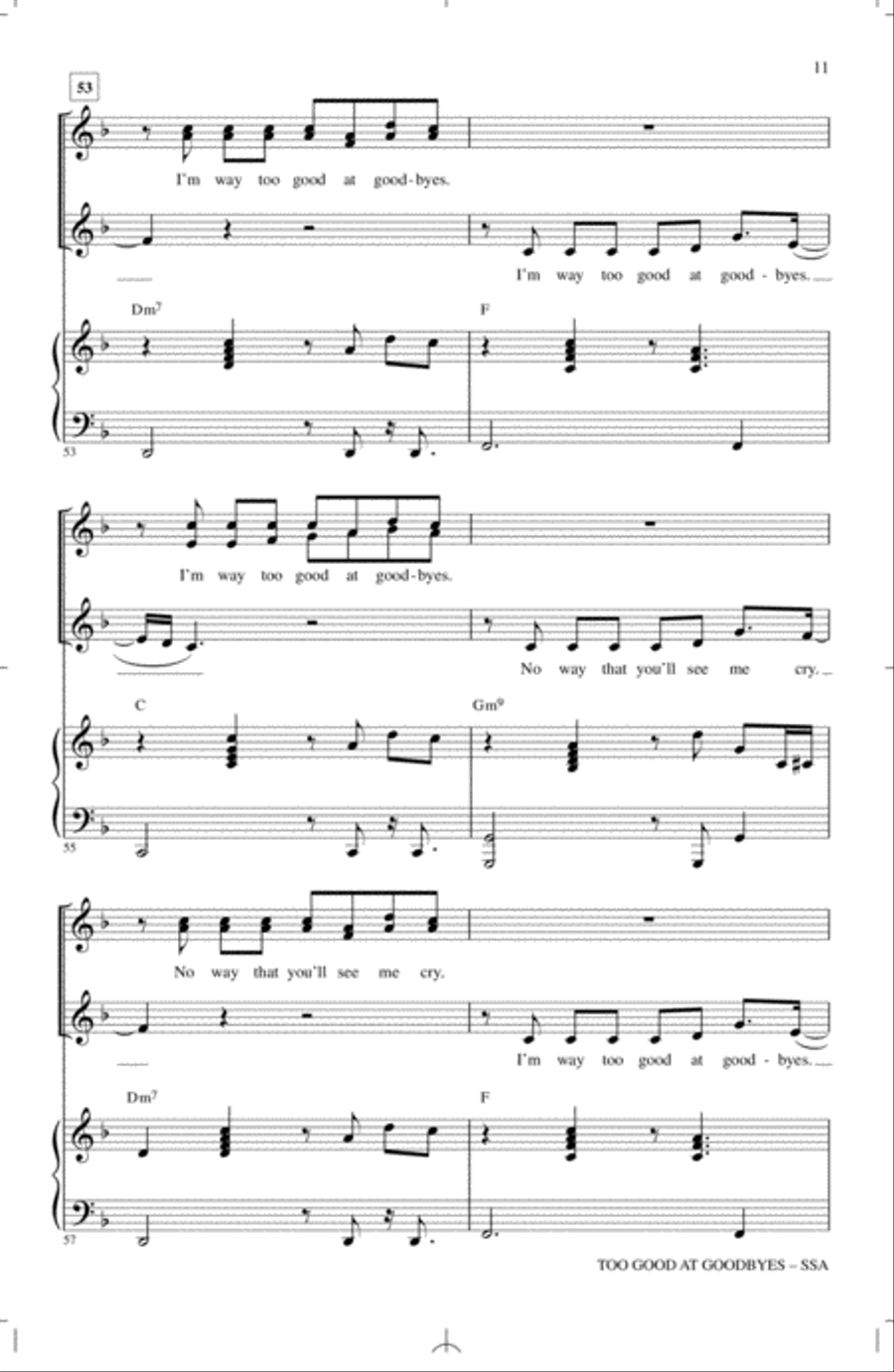 Too Good At Goodbyes Too Good At Goodbyes SSA scores gallery preview page 10