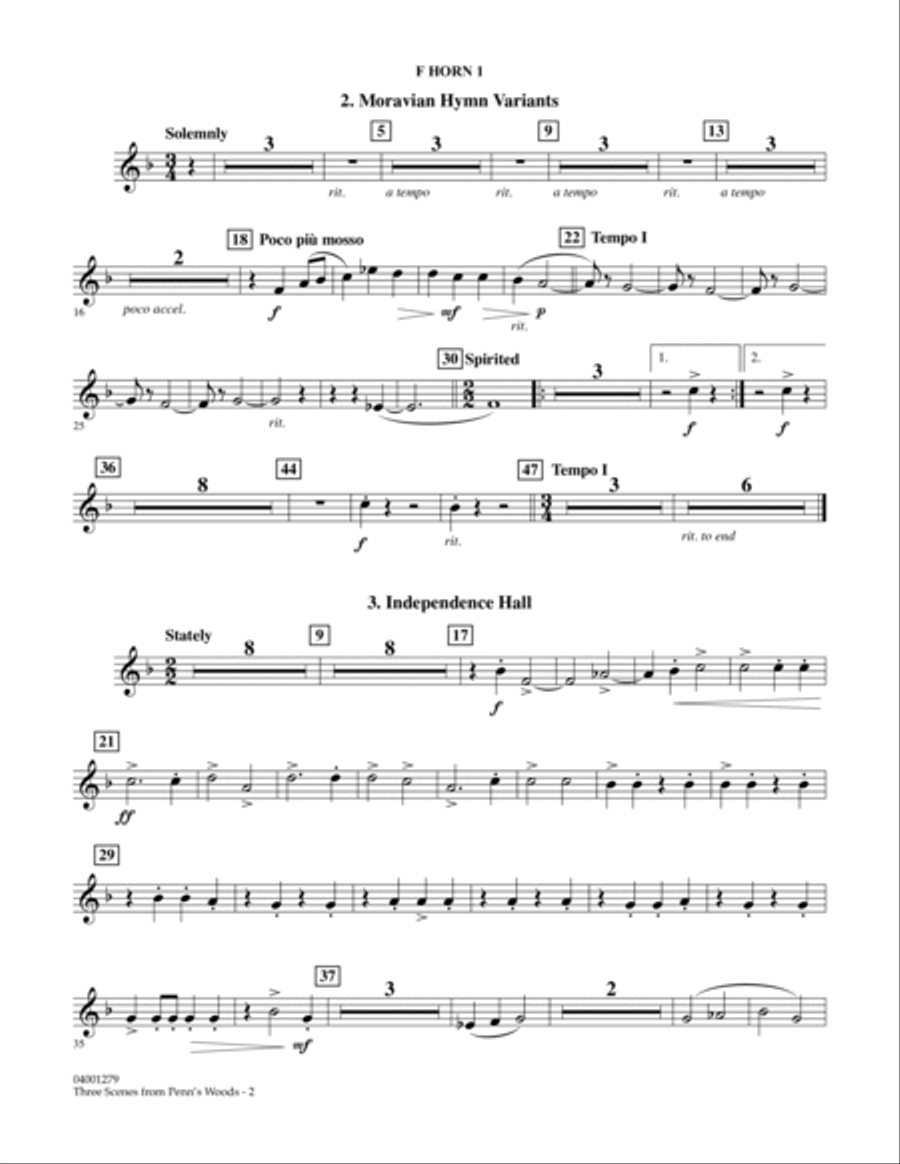 Three Scenes From Penn's Woods - F Horn 1 Concert Band scores gallery preview page 2