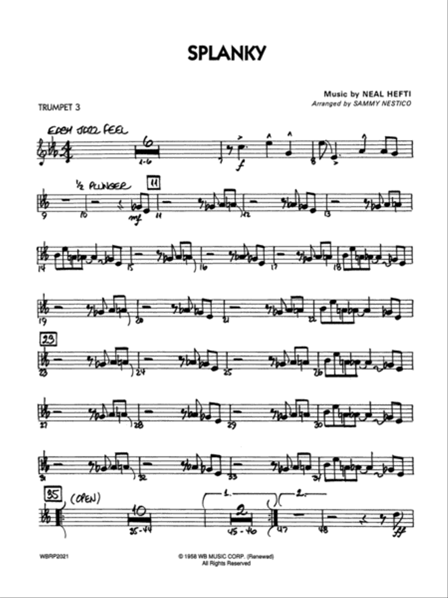 Splanky: 3rd B-flat Trumpet Jazz Ensemble scores gallery preview page 1